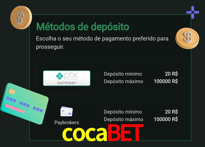 O cassino cocabet oferece uma grande variedade de métodos de pagamento